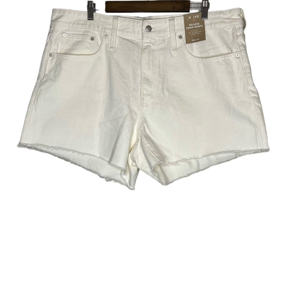 Madewell NWT‎ White Relaxed Denim Mid Rise 100% Cotton Shorts Size 16W
